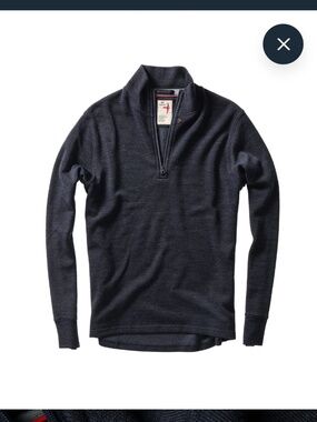 Relwen Wool Cotton Quarter Zip, Dark Navy Heather L